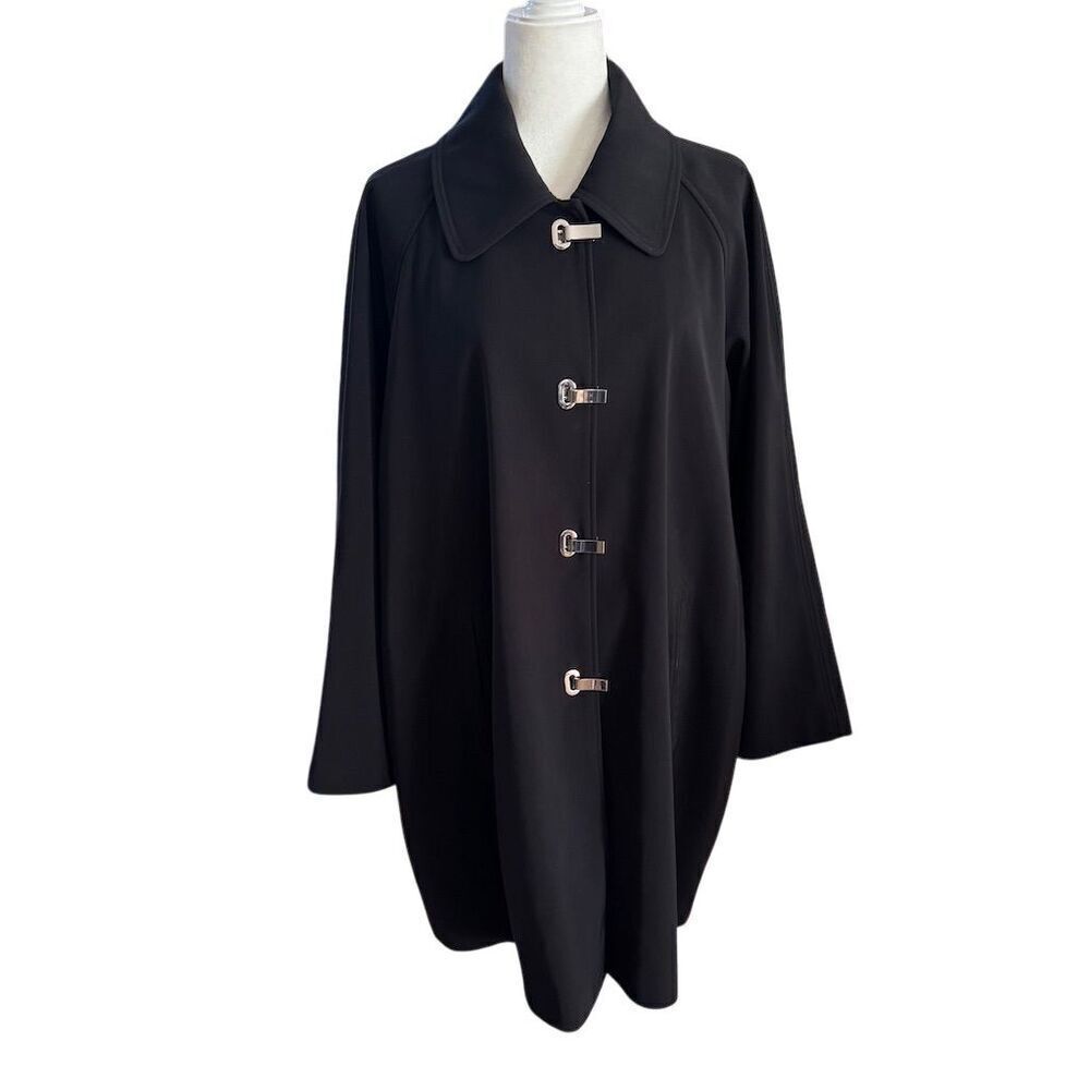 London Fog Women's Black Trench Coat Size XXL